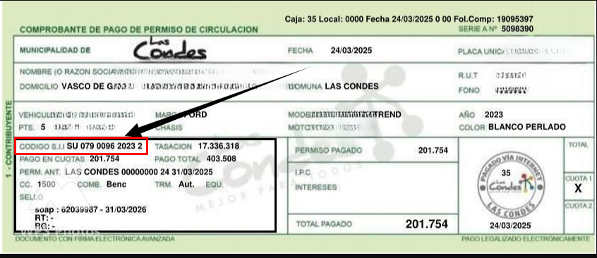 ayuda codigo sii calculadora de transferencia vehiculo