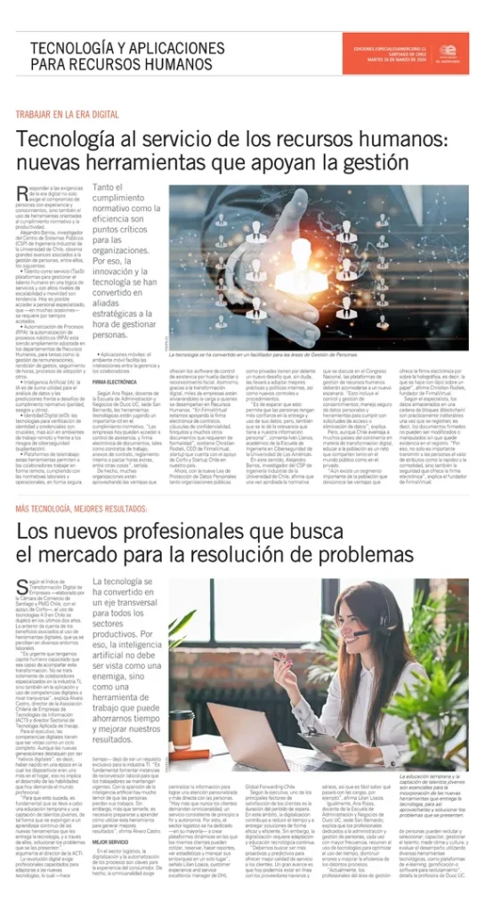 Diario el Mercurio: Tecnología al servicio de los recursos humanos